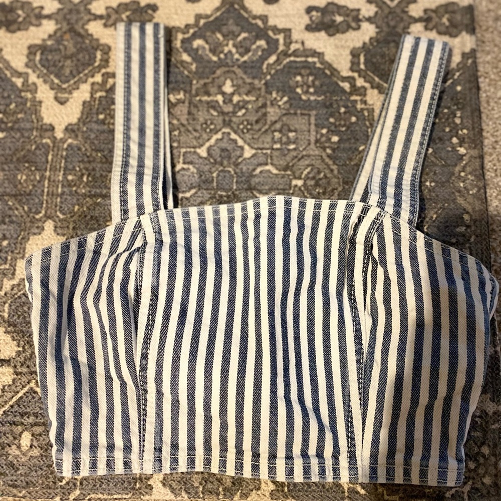Striped denim Zara crop top